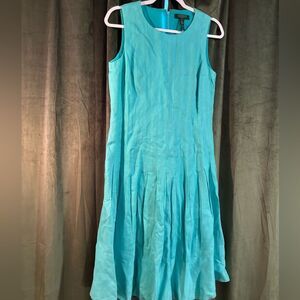 Ralph Lauren Linen Teal Sleeveless Dress